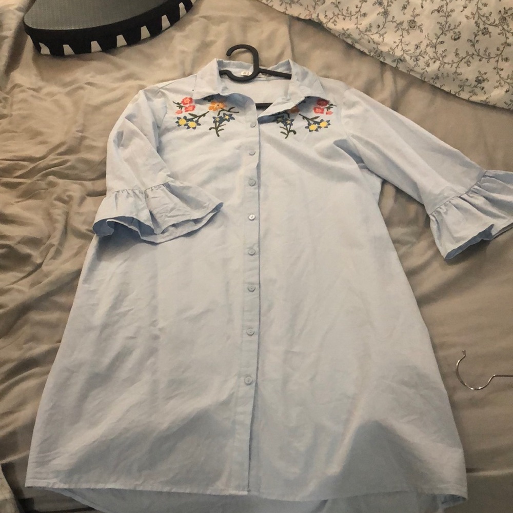 Embroidered shirt dress